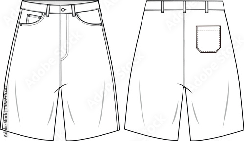 MEN AND BOYS CARGO SHORT FASHION FLAT DESIGN VECTOR