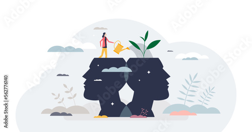 Mentor help for personal development and skills growth tiny person concept, transparent background. Inspiration and motivation management from tutor or life teacher illustration. photo