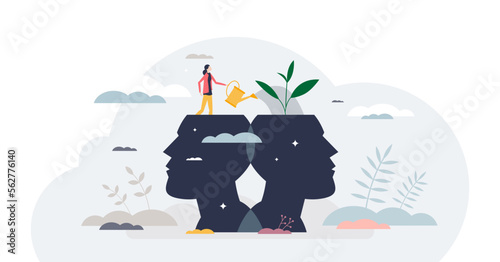 Mentor help for personal development and skills growth tiny person concept, transparent background. Inspiration and motivation management from tutor or life teacher illustration.