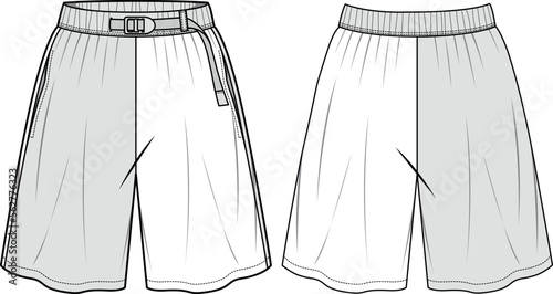 MEN AND BOYS BOTTOM WEAR SHORTS TWO COLORS FRONT AND BACK FASHION FLAT DESIGN VECTOR