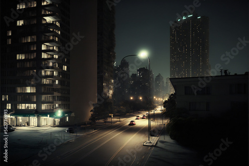 Exploring the Urban Jungle at Night  Photorealistic Visualization of the Modern City s Busy Streets and Highways  with Glittering Lights and Fast-Paced Traffic Generative AI