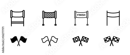 Set of abstract finish flags icons in black and white 