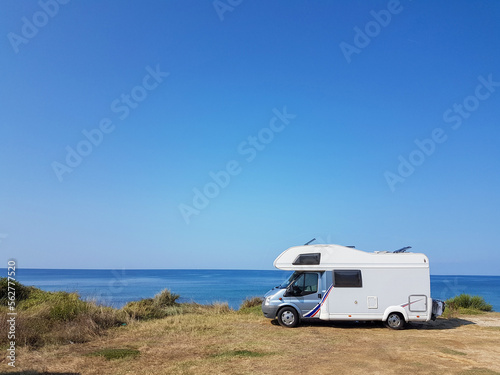 caravan car by the sea and blue sky in summer © sea and sun