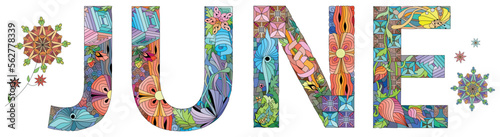 JUNE. Vector zentangle object for decoration for any purpose