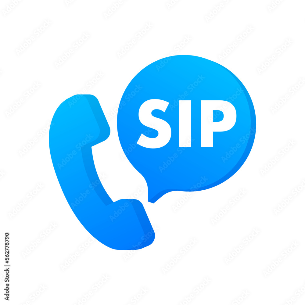 Sip call icon, sign, label. Vector stock illustration