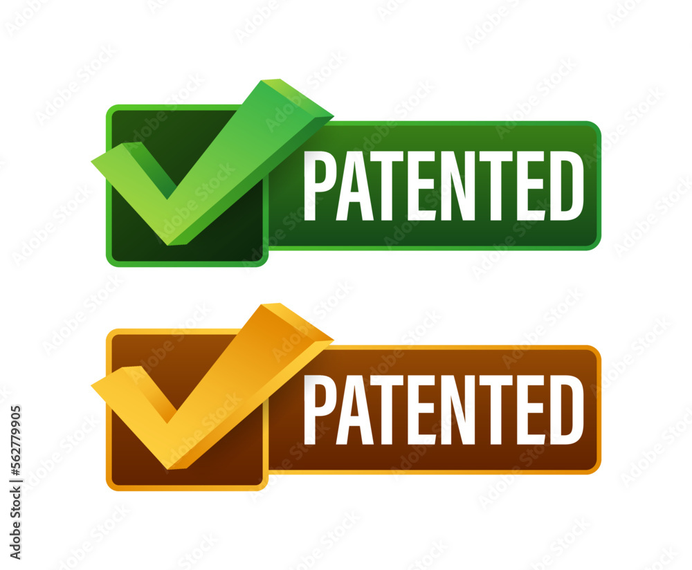 Patented label. Intellectual property icon. Vector stock illustration. Patented label. Intellectual property icon. Vector stock illustration.