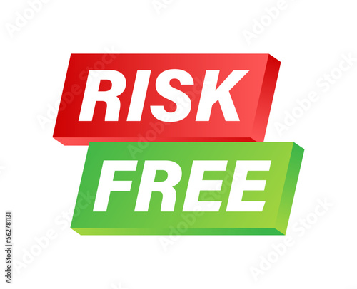Risk free, guarantee label on white background. Vector illustration photo