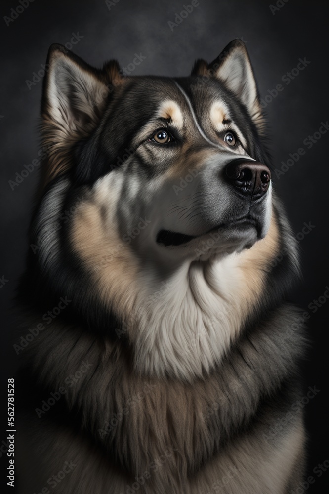 Fototapeta premium Alaskan Malamute. Dog Close-Up. Created by Generative AI