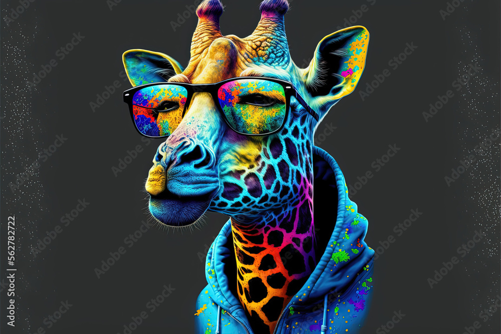 Style giraffe. vibrant colors. Illustration. art