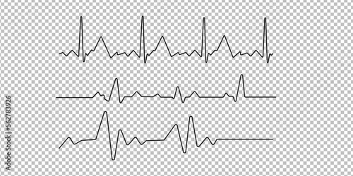 Medical electrocardiogram wave, flat icon, black on white background