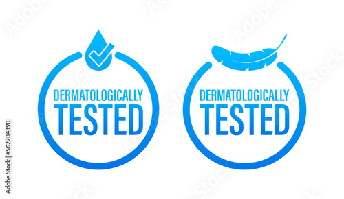 Dermatologically tested sign, label. Safe personal hygiene product. Vector stock illustration