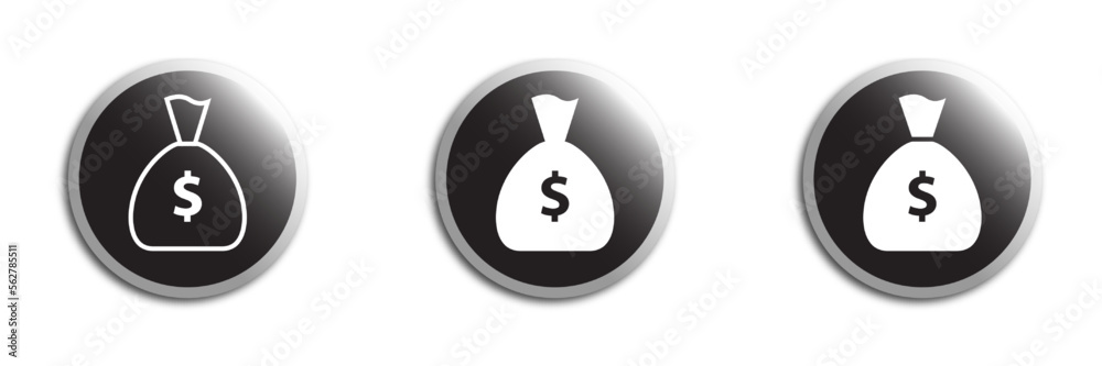 Money bag set. Bag of dollars. Flat vector illustration. Money bag set. Bag of dollars. Flat vector illustration.