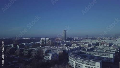 Wallpaper Mural Cold day aerial over lake and city in Germany  Torontodigital.ca