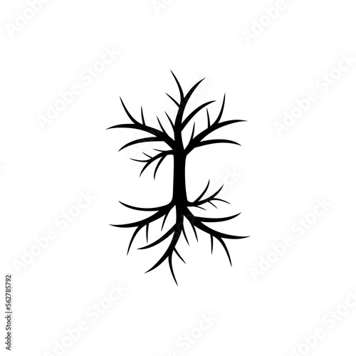 Dead tree silhouette without leaves icon isolated on a white background