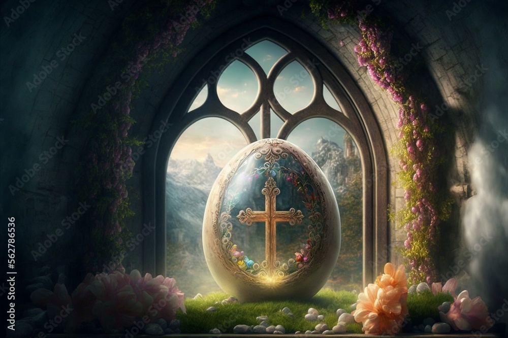 Easter Illustration. Easter Egg. Colorful. Created by Generative AI