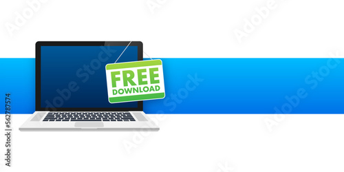 Free Download label on laptop. Vector stock illustration.