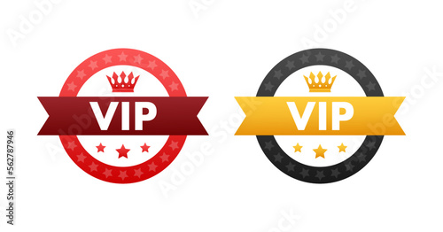 VIP quilted, badges or tags. Very important person. Luxury Logo. Vector stock illustration.