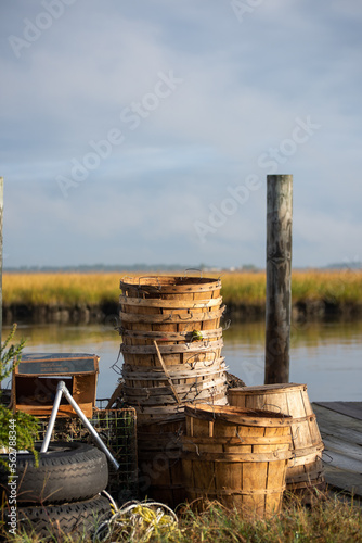 Crabbing gear on pier in Delmarva area