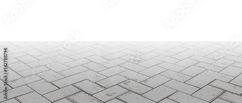 Vanishing perspective concrete herringbone block pavement vector background with texture. Tile floor surface. City street road or walkway with grid stone pattern. Patio exterior. Panoramic landscape
