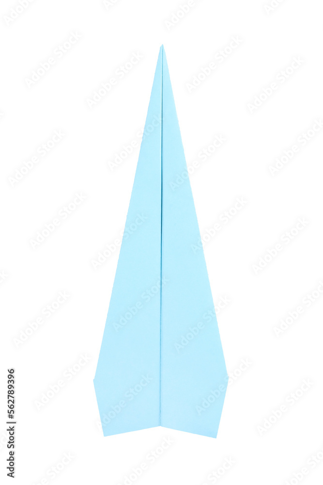 Blue paper plane top view. Isolated png with transparency Blue paper plane top view. Isolated png with transparency