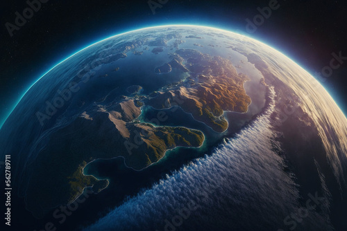 photograph of the earth from outer space during the day made by generative ai photo