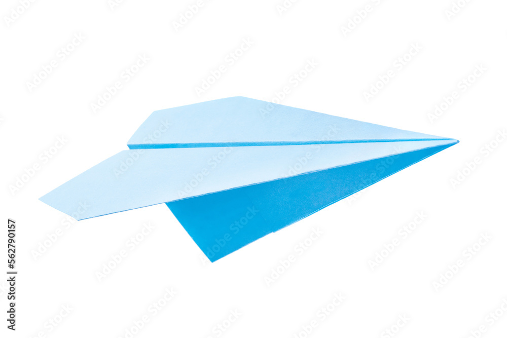 Blue paper plane isolated png with transparency
