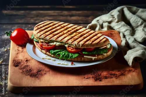 tasty grilled panini sandwich photo