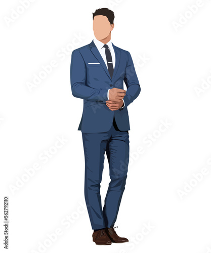 A man in a business suit on a white background. Vector illustration in flat style