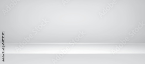 Empty white room. Table surface. Vector design illustration. Mock up for you business project