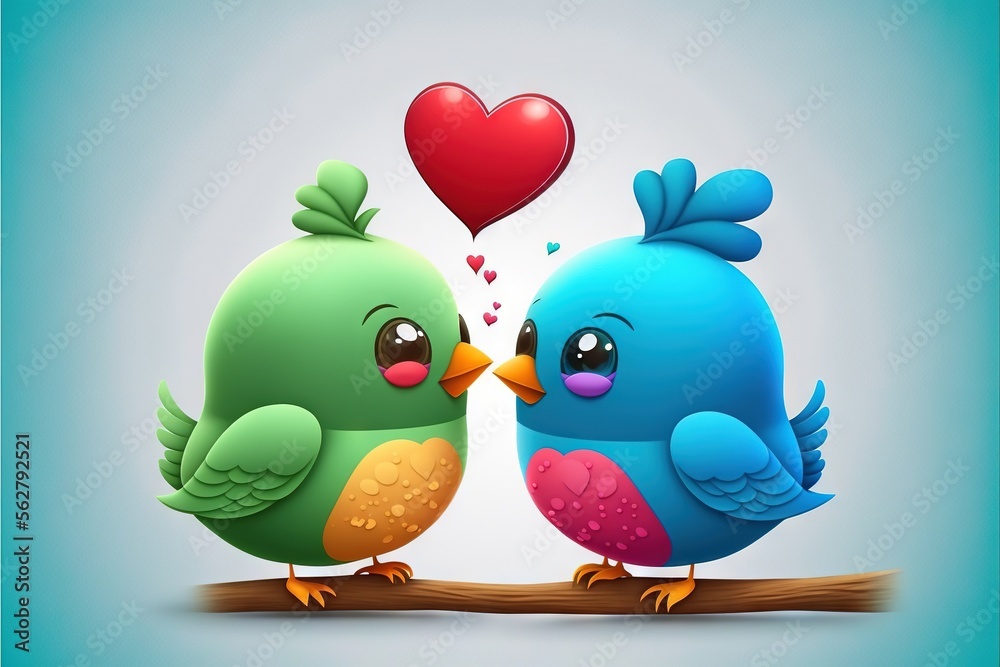 Cute birds valentines day card generative ai Cute birds valentines day card generative ai