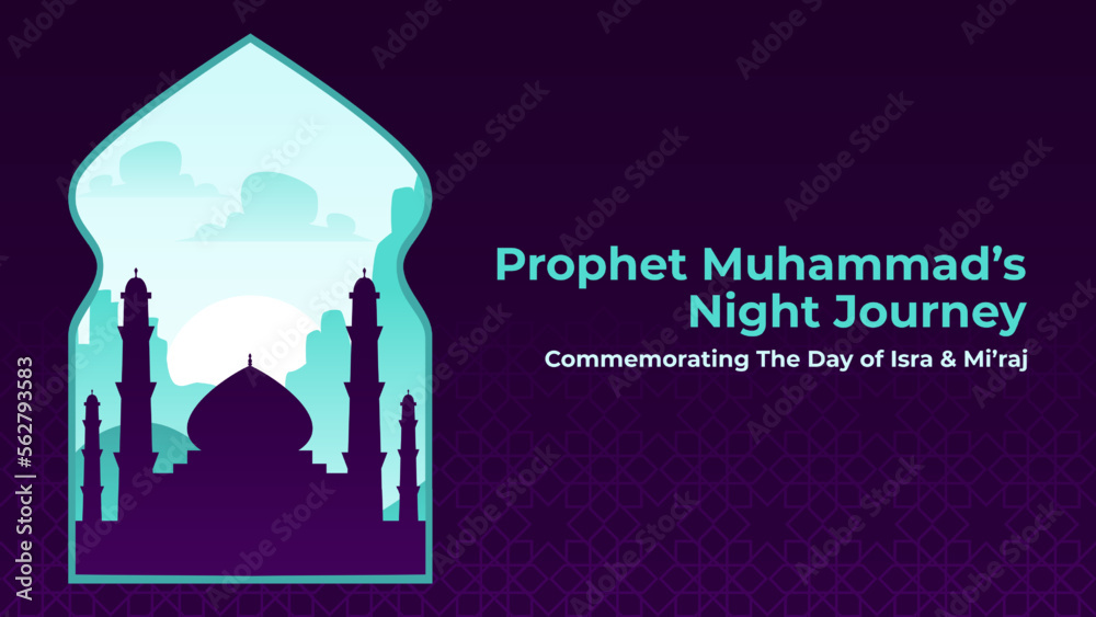 Obraz premium Vector Isra Miraj Banner Template