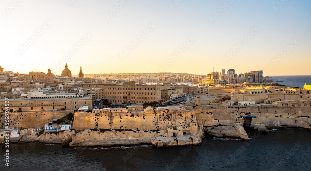 
View of Valletta rooftops and Church of Our Lady of Mount Carmel and St. Paul's Anglican Pro-Cathedral, Valletta, capital of Malta  
