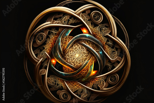 Spiritual ornate bronze design background. Generative AI, this image is not based on any original image, character or person.