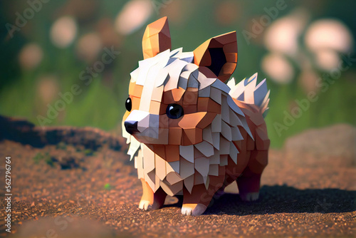 Voxelized Cuteness: A Super Adorable Dog in Digital Pixelated Form © Aurimas