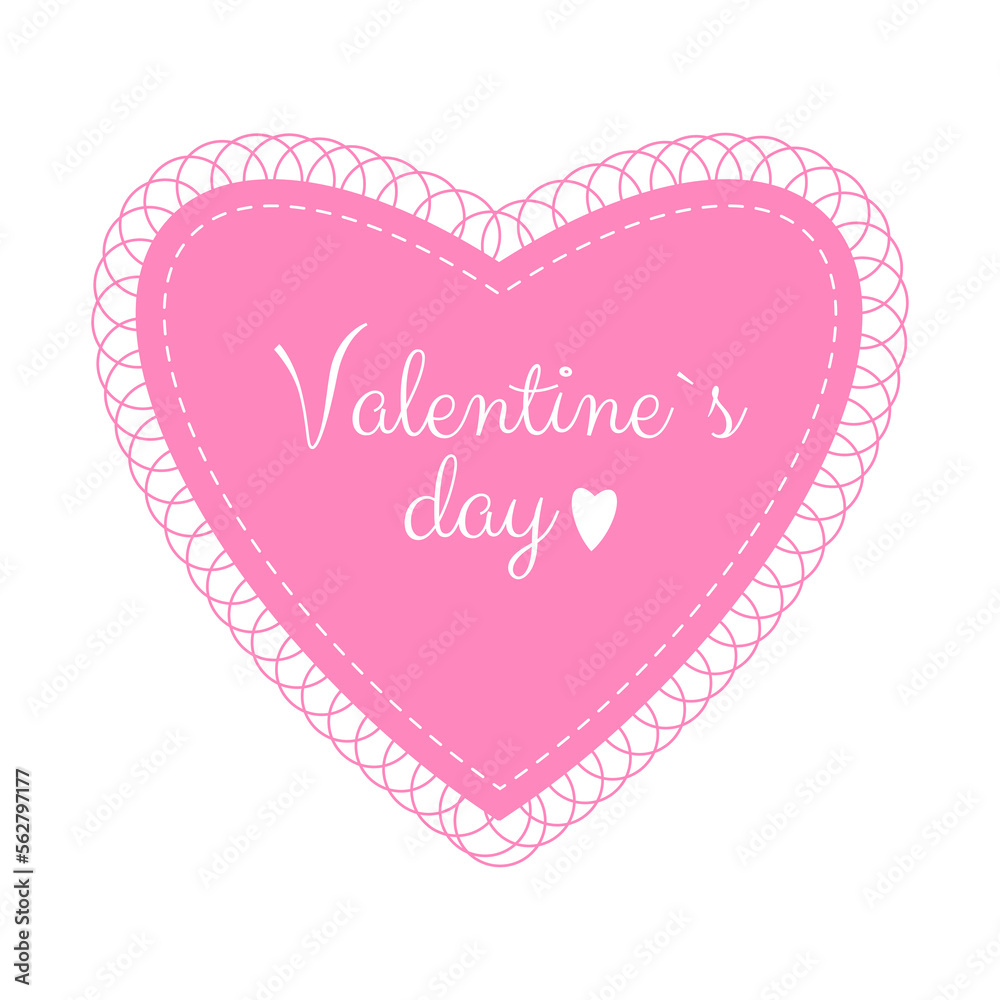 Happy Valentines Day romance greeting card with pink heart