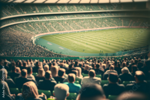 Blurred football supporters watching football match  generative ai   football fans or supporters chanting for their teams in soccer ground