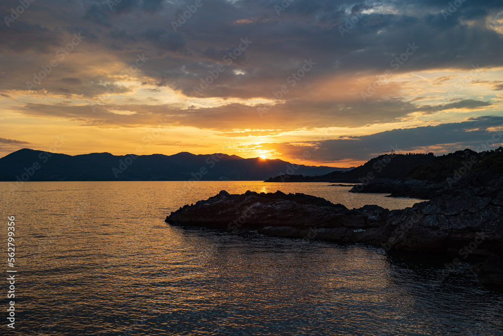 tramonto sul golfo dei poeti da Tellaro, Liguria