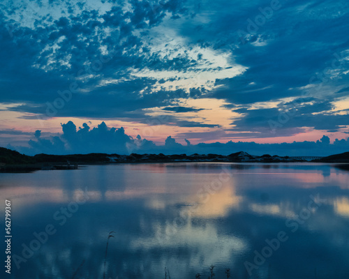silky sky reflected on silky water photo