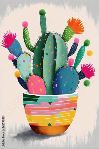 Fredriksson Style featuring colorful cactus plant, lots of colour  photo