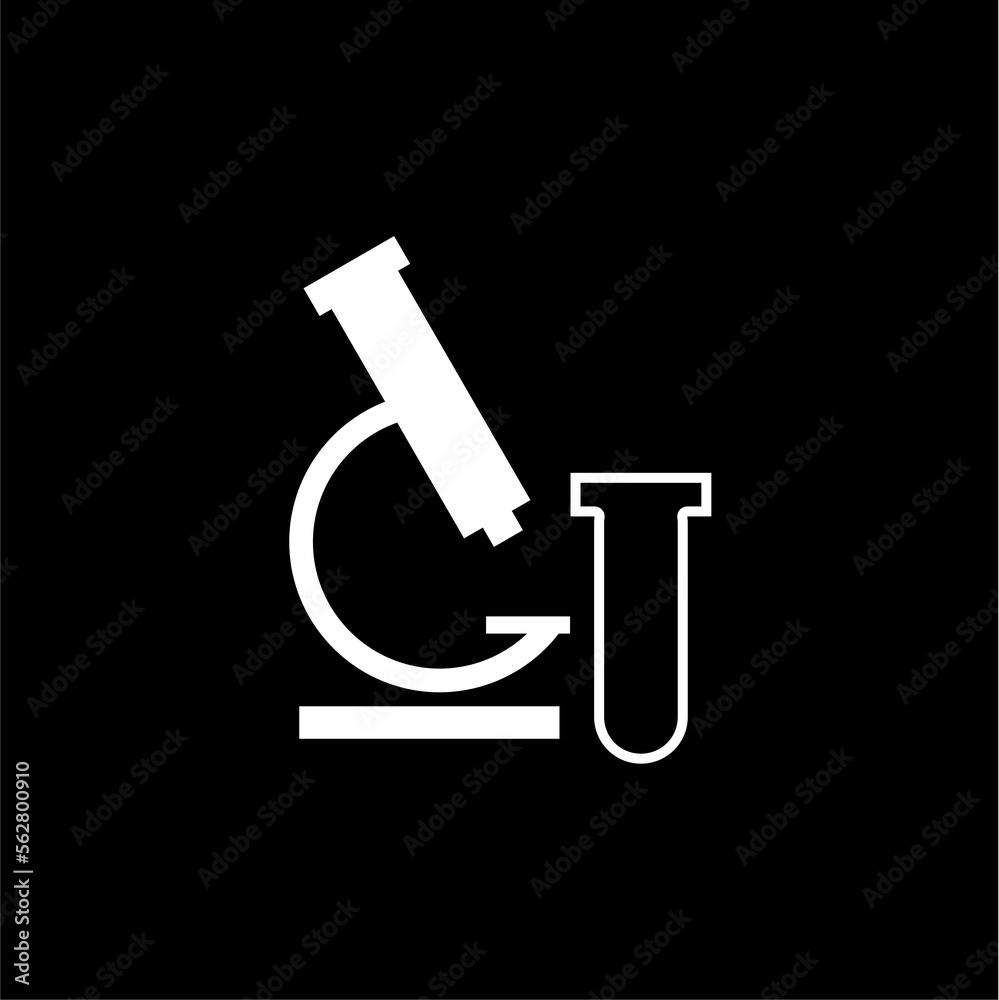 Laboratory microscope icon on black Laboratory microscope icon on black