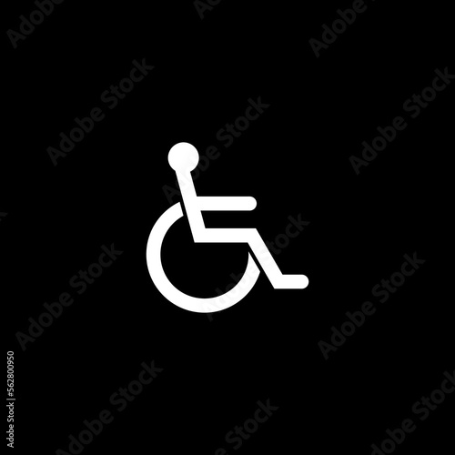 Wheelchair sign  icon isolated on black background.