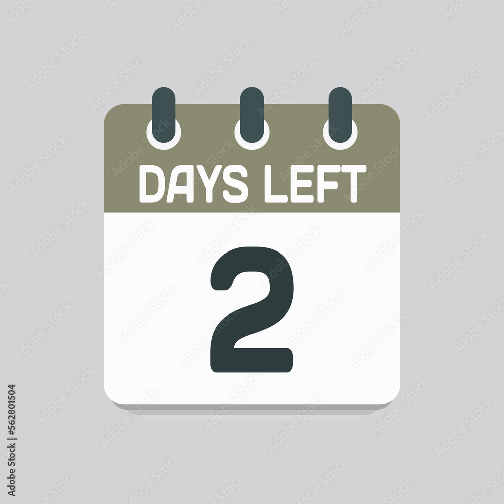 Countdown daily page calendar icon - 2 days left Countdown daily page calendar icon - 2 days left