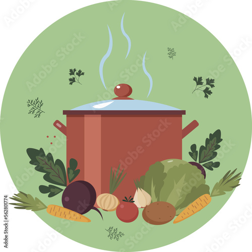 vector illustration ukrainian borsch 