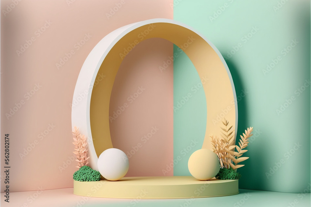 Fototapeta premium Easter mood podium circle stage with easter mood, Generated ai