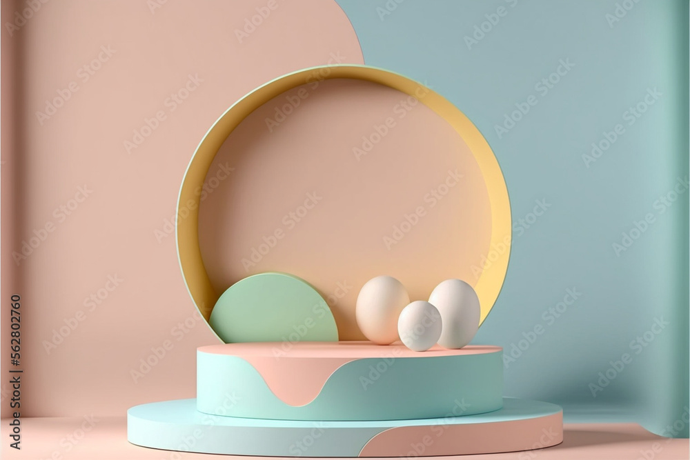 Fototapeta premium Easter mood podium circle stage with easter mood, Generated ai