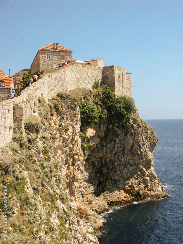 View of old city and sea on a sunny day. Dubrovnik. Croatia.