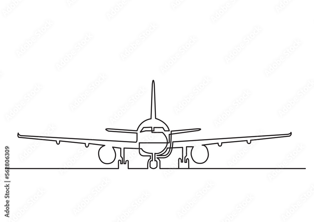 continuous line drawing vector illustration with FULLY EDITABLE STROKE of airplane travel vacation destination continuous line drawing vector illustration with FULLY EDITABLE STROKE of airplane travel vacation destination