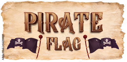 Gold pirate flag text effect template