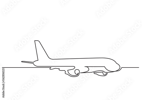 continuous line drawing vector illustration with FULLY EDITABLE STROKE of airplane travel vacation destination