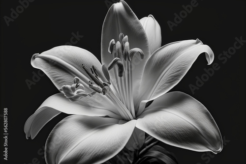 white lily flower on black background. Beautiful wallpaper or home art. Generative AI